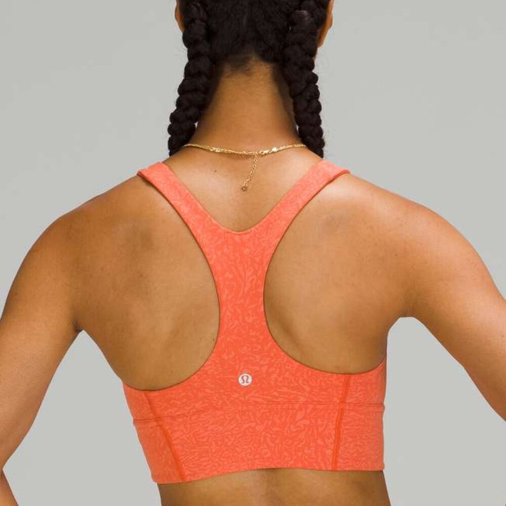 Lululemon Wunder Train Long-Line Sports Bra 6 Crunch Warm Coral